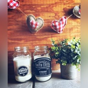 Candles from recycled liquor bottles.